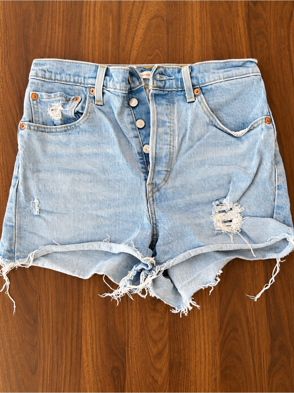 Levi’s 501 Original High Rise Distressed Cutoff Denim Shorts